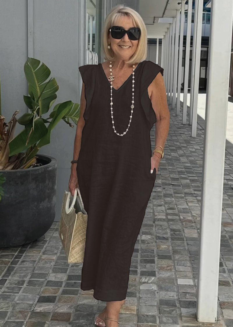 Nora – Mouwloze Jurk met V-hals