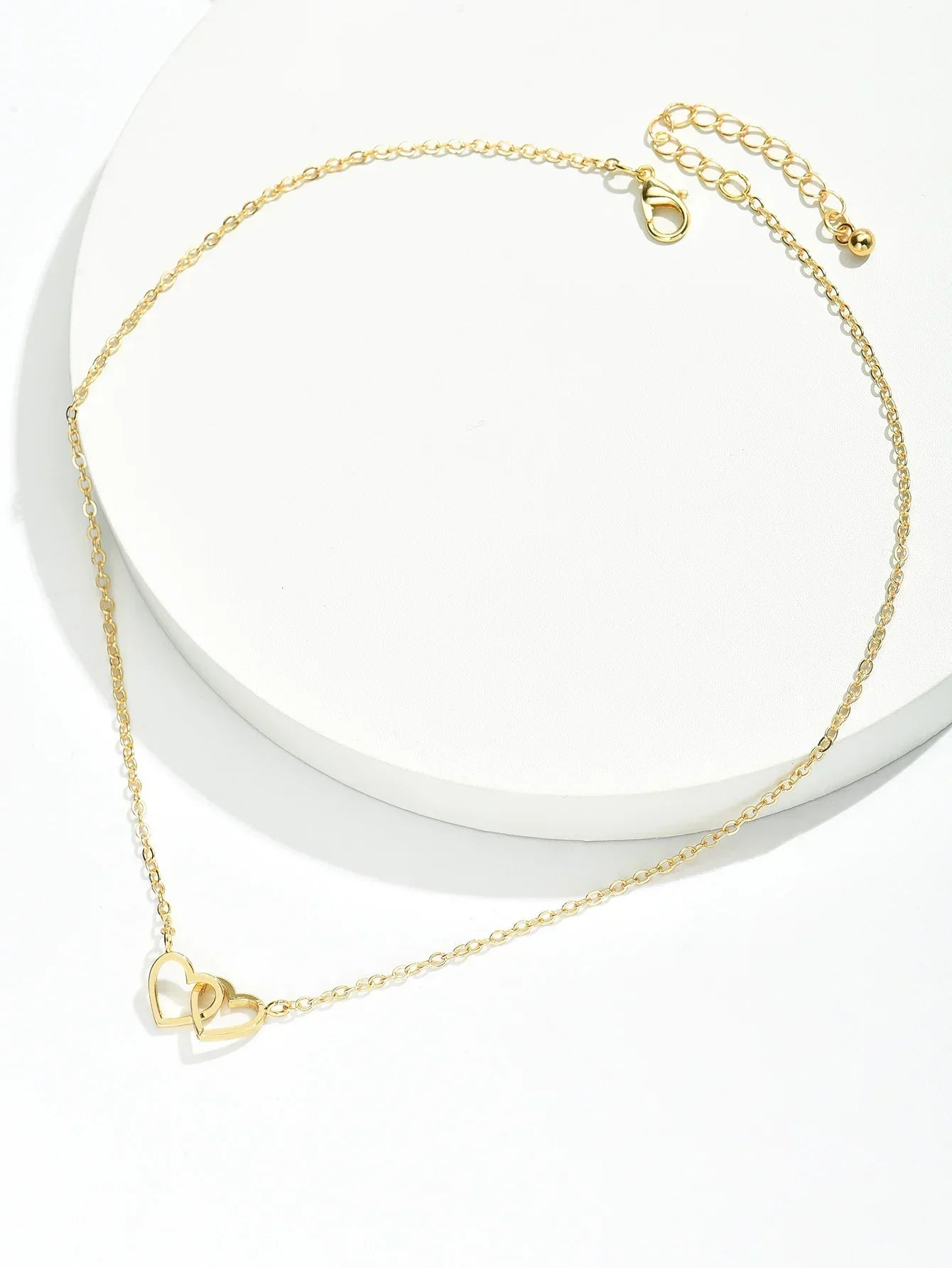 AYLA | Dubbele Hartjesketting in Verfijnde Zinklegering