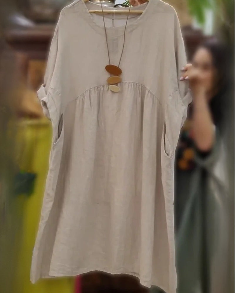 MANDIRA - Katoen en linnen jurk