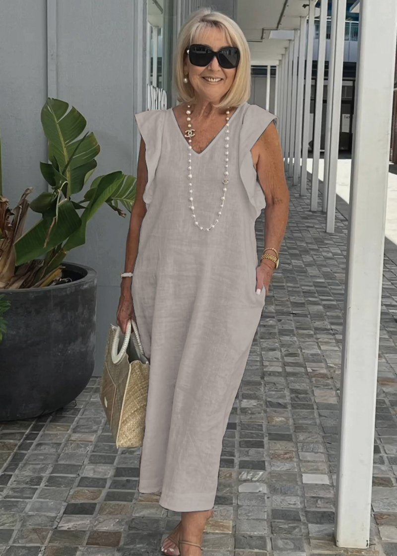 Nora – Mouwloze Jurk met V-hals